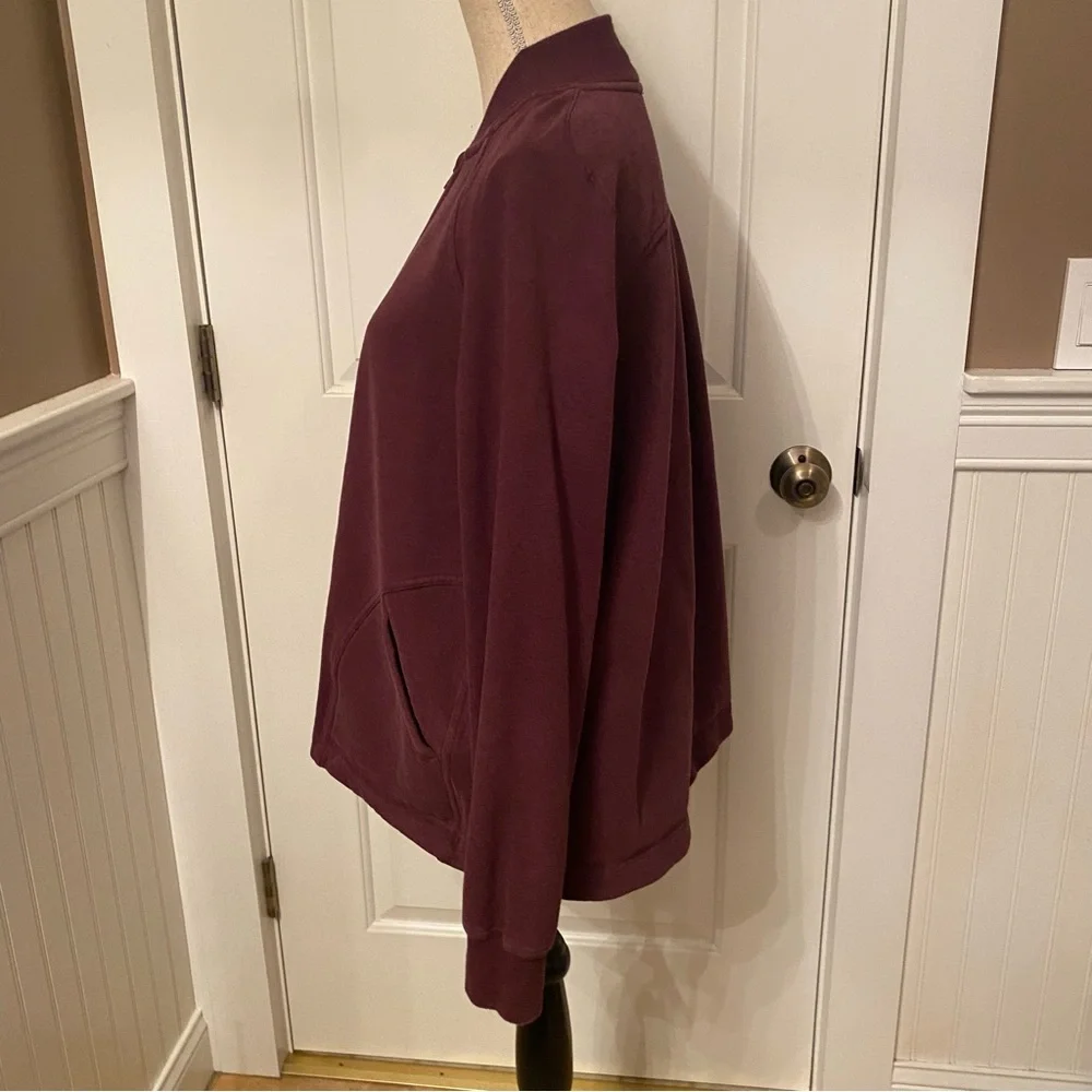 LULULEMON ATHLETICA JACKET COAT PURPLE WINE JERSEY ZIP FRONT ATHLEISURE SIZE 8